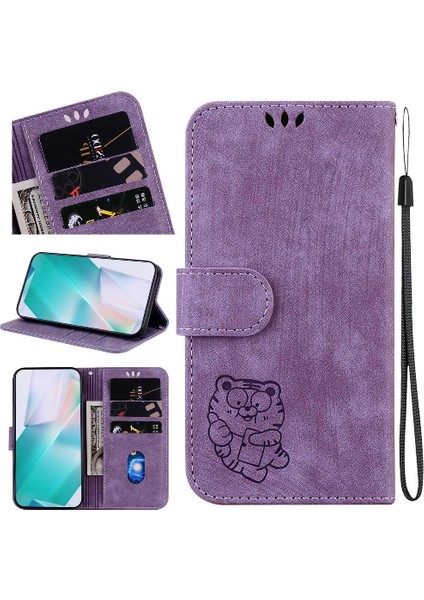 Huawei Nova 12 Için Kılıf Kabartmalı Sevimli Kaplan Cüzdan Kılıf Kart Cep Flip (Yurt Dışından)
