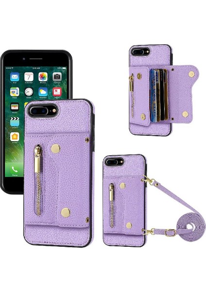 IPhone 7 Için Kılıf Artı/8 Artı Kart Yuvaları Uzun Kayış Hafif Mini (Yurt Dışından)