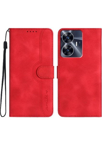 Realme C55 Durumda Yerleşik Mıknatıs Kapak Premium Pu Cüzdan ile Uyumlu (Yurt Dışından)