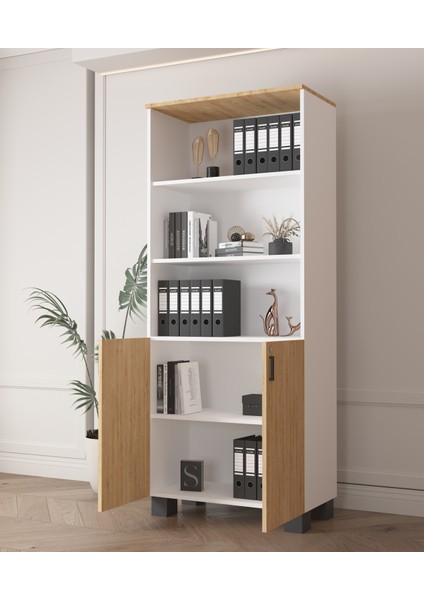 Safir Meşe Kilitli 2 Kapaklı Ofis Dolabı modelleri