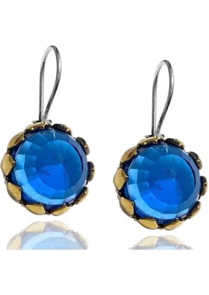 Otantik Gümüş Küpe Aquamarin Taşlı (Kod 2020746B)