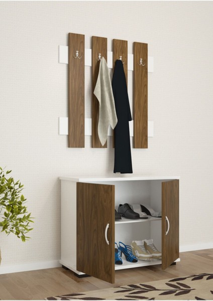 Portmanto Takım Ayakkabılık Vestiyer Askılıklı Ayakkabı Dolabı Raflı