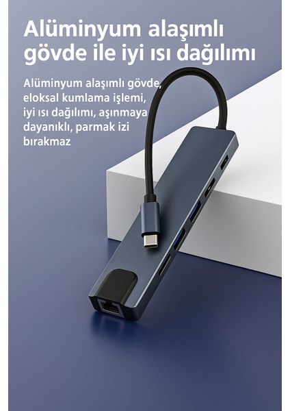 Macbook Pro Air Uyumlu USB Type-C 8 Hub Dönüştürücü Çevirici Çoklayıcı modelleri