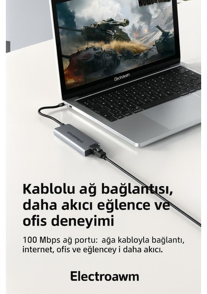 Macbook Pro Air Uyumlu USB Type-C 8 Hub Dönüştürücü Çevirici Çoklayıcı indirimleri