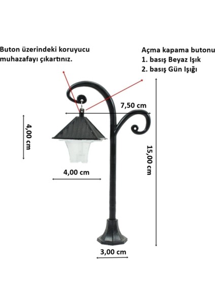 Vizyon Renk Işıklı Pilli Led,teraryum Obje Sokak Lambası 10 Adet