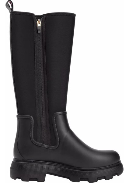 Kadın Warm Lined Fermuarlı Uzun Yağmur Çizmesi - Siyah modelleri