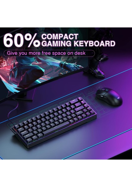 WIN68 He Manyetik Klavye Rapid Trigger Graywood Swtich 8000Hz Rgb Tkl Hot Swap Oyuncu Klavyesi Siyah