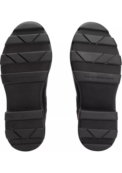 Kadın Warm Lined Fermuarlı Uzun Yağmur Çizmesi - Siyah