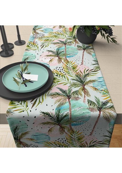 Palmiye Ağaç Desenli 50X140 cm Runner