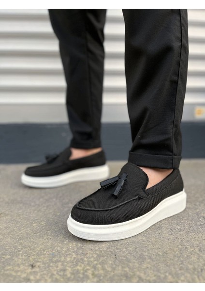 JY154 Blaze Bağcıksız Püsküllü Keten Erkek Günlük Spor Klasik Ayakkabı Kbt - Siyah fiyatları