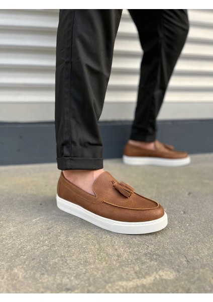 JY153 Bloom Bağcıksız Püsküllü Cilt Erkek Günlük Spor Klasik Ayakkabı Cbt - Taba