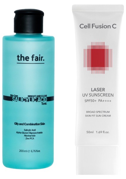 Yağlı Akneye Yatkın Cilt Salisilik Asit Tonik 200 ml ve Spf 50+ Pa Laser Güneş Kremi 50 ml