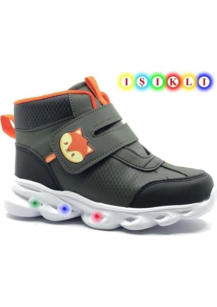 Riwi Kedi Baskılı Işıklı Taban Çocuk Cırtlı Bot