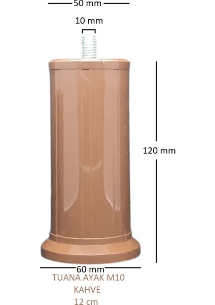 12 cm Kahve Baza Yatak Koltuk Kanepe Ayağı Civatalı M10 modelleri