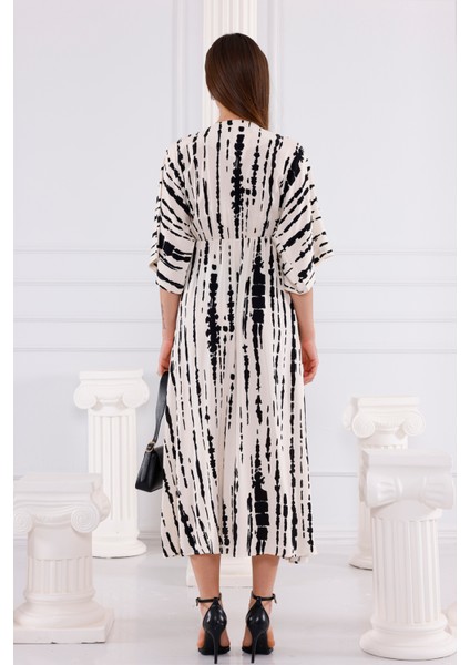 Kruvaze - Yarasa Kol Elbise Ekru fiyatları