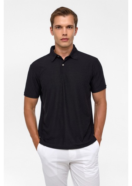 Siyah Regular Düz Polo Yaka Tişört fiyatları