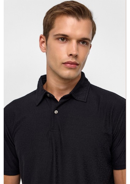 Siyah Regular Düz Polo Yaka Tişört modelleri