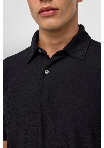 Siyah Regular Düz Polo Yaka Tişört fırsatları