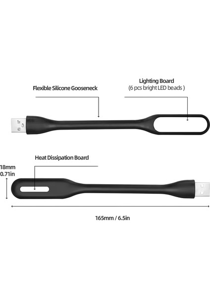 Süper Parlak Katlanabilir USB LED Aydınlatma – Siyah | Esnek & Taşınabilir Işık 💡🔌