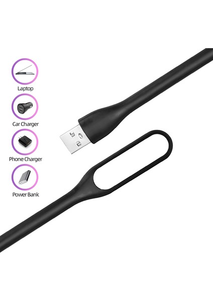 Süper Parlak Katlanabilir USB LED Aydınlatma – Siyah | Esnek & Taşınabilir Işık 💡🔌