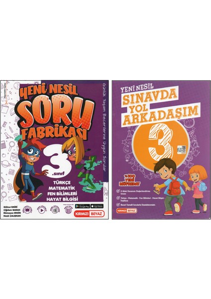 Kırmızı Beyaz 3. Sınıf Yeni Nesil Soru Fabrikası+Sınavda Yol Arkadaşım (2 Kitap)