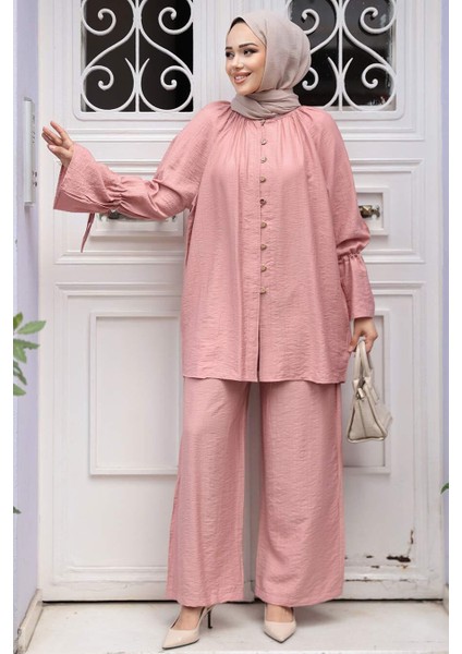 Düğmeli Somon Tesettür Ikili Takım 30451SMN fiyatları