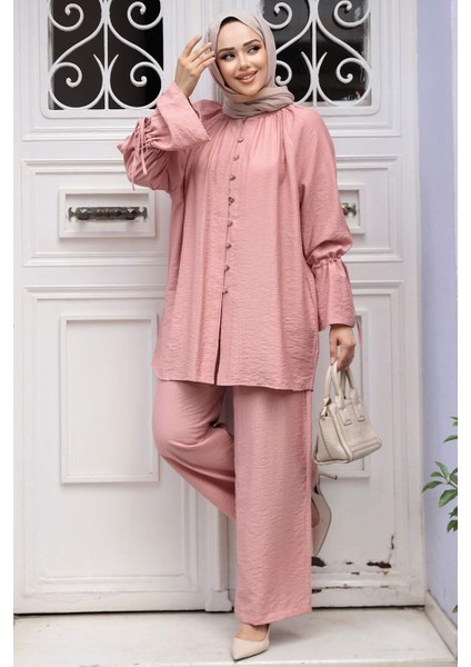 Düğmeli Somon Tesettür Ikili Takım 30451SMN modelleri