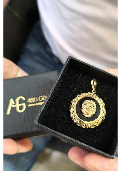 Altın Madalyon Erkek Aslan Kolye Ucu modelleri