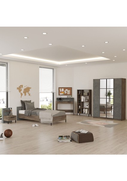 Teeny Genç Odası Takımı 5'li Set Beton-Kahve TEE16-CG fiyatları