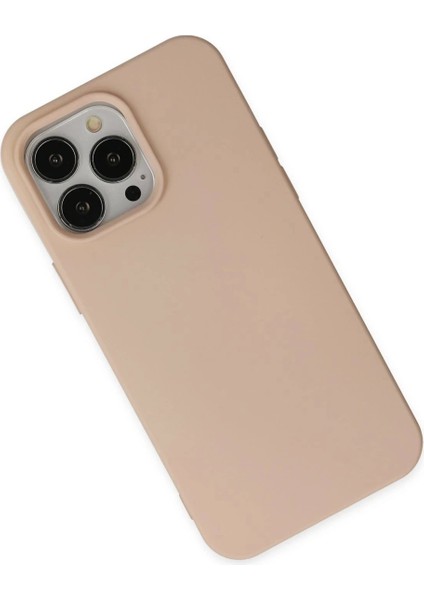 iPhone 14 Pro Kılıf Nano Içi Kadife Silikon - Pudra modelleri