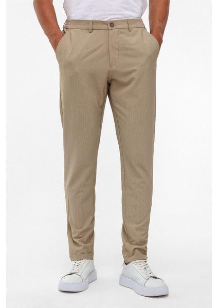 Bej Slim Düz Jogger Pantolon fiyatları