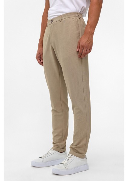 Bej Slim Düz Jogger Pantolon modelleri