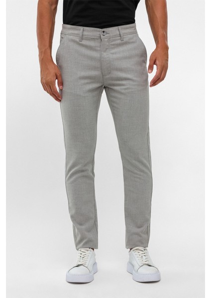 Gri Slim Desenli Pantolon