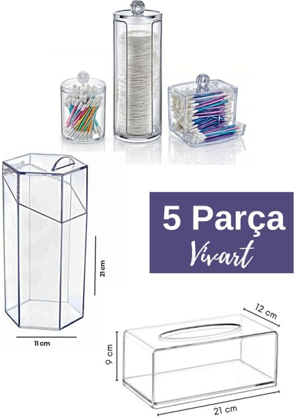 Beyaz 5 Parça Çok Amaçlı Makyaj ve Takı Organizer Seti