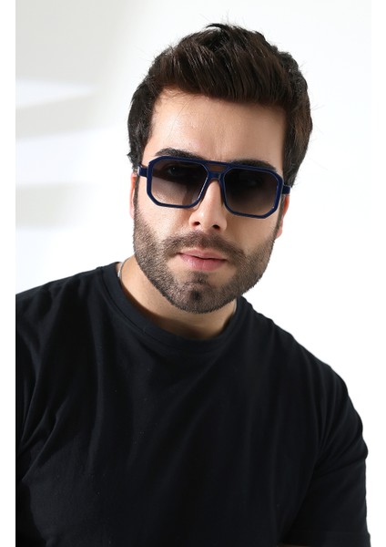 Unisex Lacivert Retro UV400 Güneş Gözlüğü 23001-1 C33