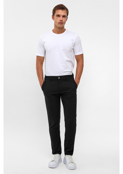 Siyah Slim Desenli Pantolon