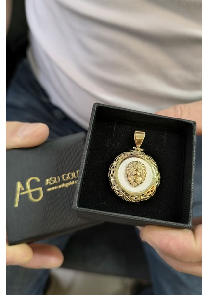Madalyon Erkek Aslan Altın Kolye Ucu modelleri