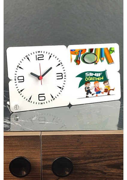Ahşap Masa Saati, Öğretmenlere Özel, Şık ve Kullanışlı Tasarım