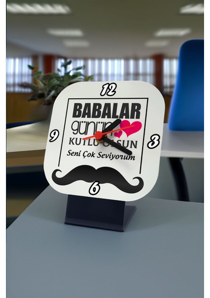 Baba Günü Mesajlı Şık Kare Masa Saati, Hediye Seçeneği fiyatları