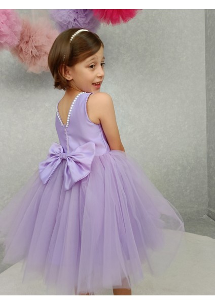 Kız Çocuk Abiye Elbise Ada, Lila Yaka Incili,tütü Elbise fiyatları