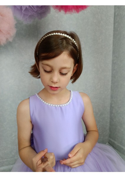 Kız Çocuk Abiye Elbise Ada, Lila Yaka Incili,tütü Elbise modelleri