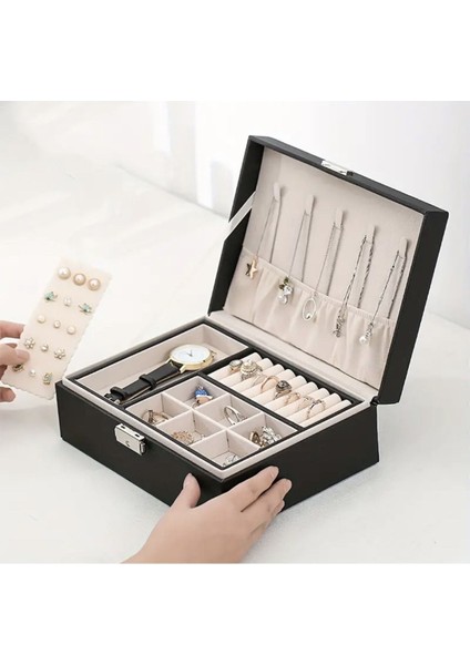 Şık Siyah Pu Deri Takı ve Mücevher Kutusu, Zarif Saklama Çözümü fırsatları