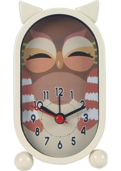 Turuncu Renkli Sevimli Baykuş Temalı Masa Saati, Şık ve Fonksiyonel Dekoratif Ürün