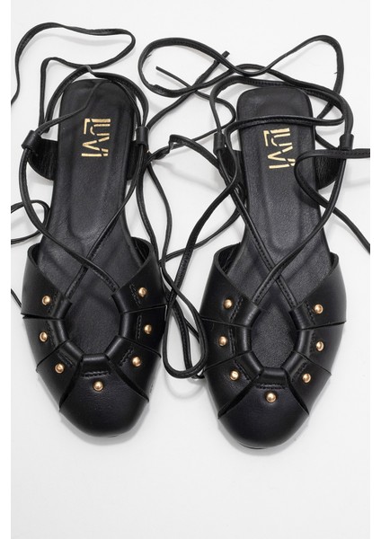 Darıa Siyah Hakiki Deri Troklu Bilekten Bağcıklı Kadın Sandalet fiyatları