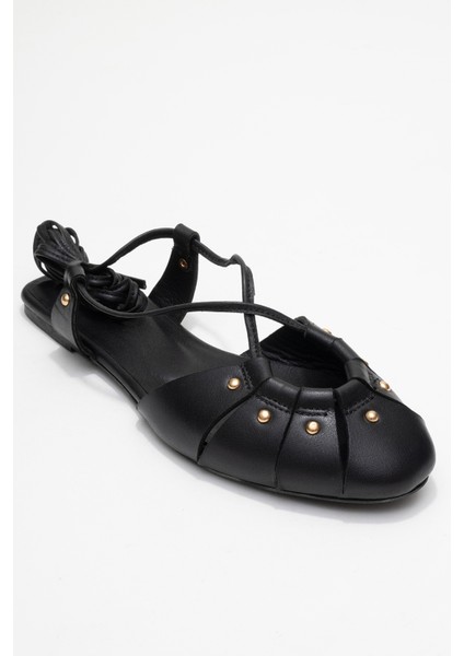 Darıa Siyah Hakiki Deri Troklu Bilekten Bağcıklı Kadın Sandalet modelleri