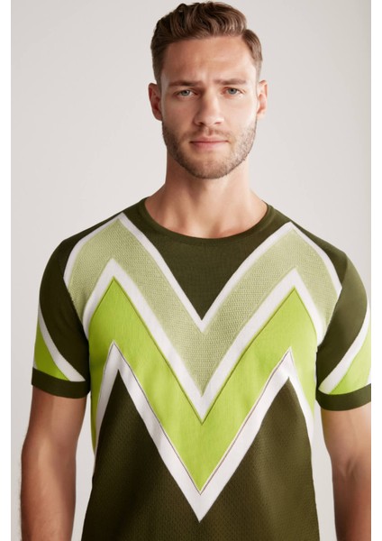 M Logolu Haki Giza Pamuk Triko T-Shirt fiyatları