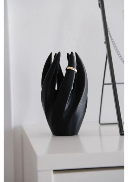 Şık Siyah Yüzük ve Takı Standı, Modern ve Dekoratif Mücevher Saksısı fiyatları