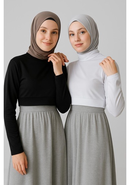 Mırach Kadın Uzun Kollu Crop Boyunluk Set Siyah Beyaz – Çok Yönlü ve Modern modelleri