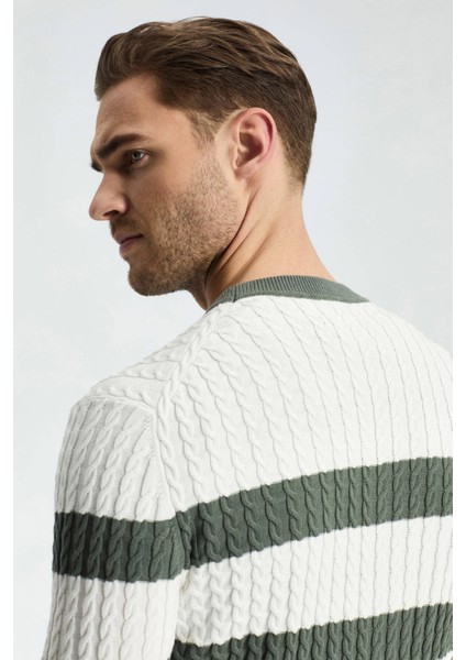 Saç Örgü Desenli Haki Ince Yazlık Triko modelleri