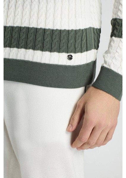 Saç Örgü Desenli Haki Ince Yazlık Triko indirimleri